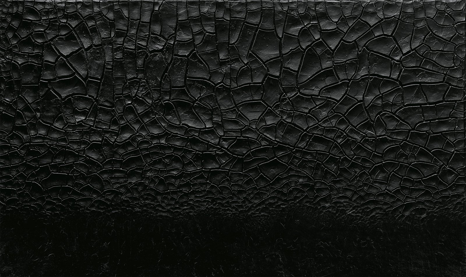 Alberto Burri,&nbsp;Nero cretto (Black Cretto), 1976. Acrylic and PVA on Celotex, 147.3 x 246.5 cm. Courtesy Luxembourg &amp; Dayan