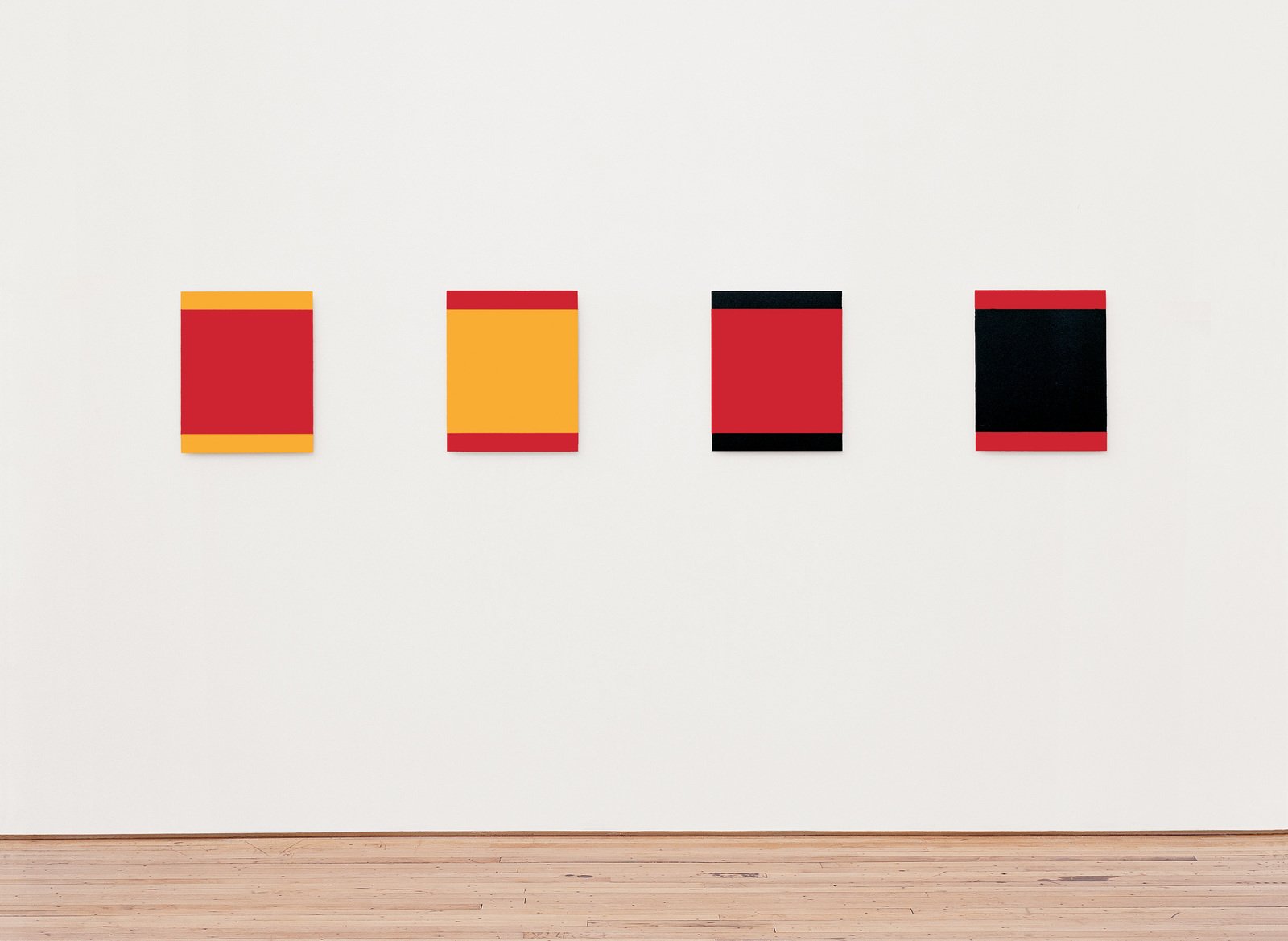 Blinky Palermo, To the People of New York City (Part IX), 1976. Acrylic paint on aluminum in 4 parts, each: 26.7 x 21 cm. Photo: Bill Jacobson Studio, New York. Courtesy Blinky Palermo/Artist Rights society (ARS), New York.