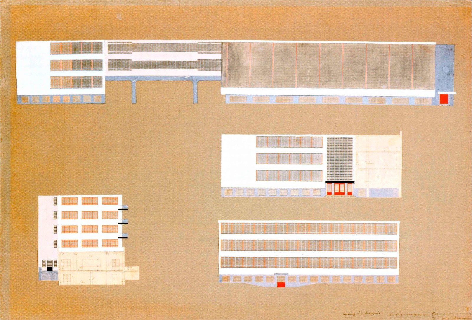 Проект окраски фасадов здания Баухауса, Дессау. 1926. &Oacute; Bauhaus-Archiv Berlin