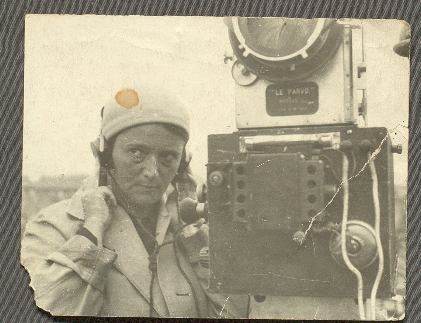Esfir Shub on the set of the film The Komsomol is the Head of Electrification,Dneprostroi, 1931PhotographRussian State Archive of Literature and Arts
